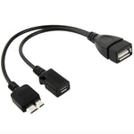 Cabo USB AF para Micro USB 3.0 + Micro USB 2.0 para Galaxy Note III / N9000, Comprimento: 20cm (Preto)