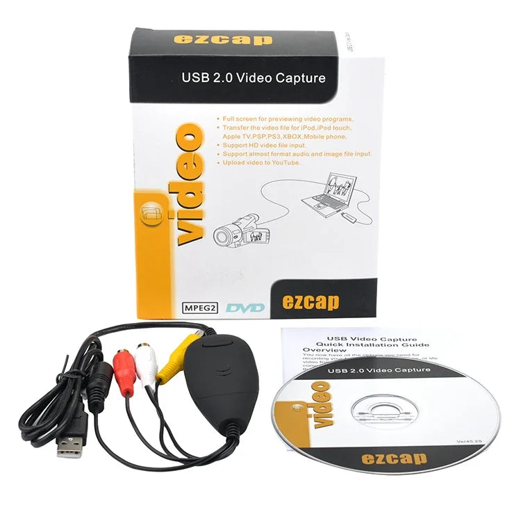 Ezcap Captura de Vídeo USB 2.0, Suporta Formato de Gravação MPEG 2, Sistema TV: PAL / NTSC