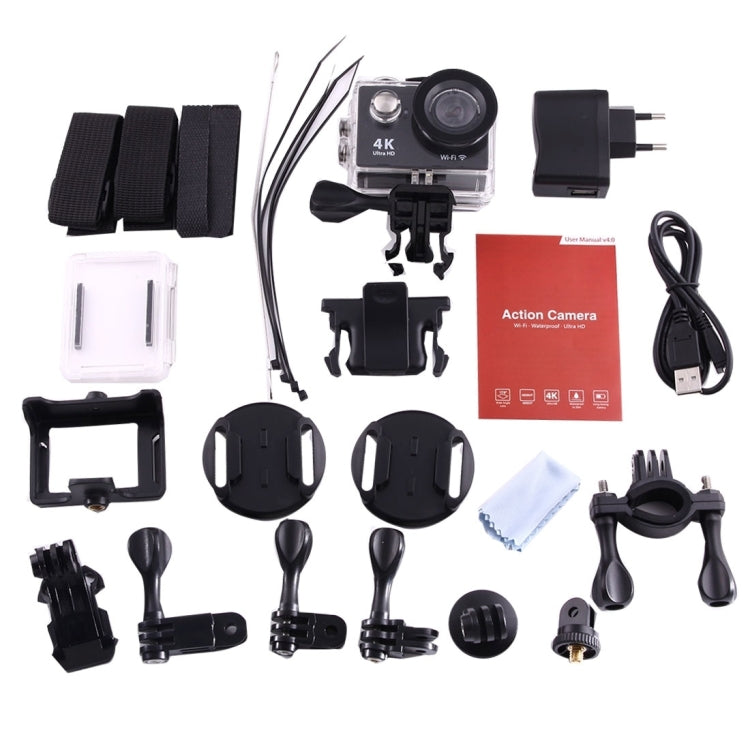 H9 4K Ultra HD1080P 12MP Ecrã LCD de 2 polegadas Câmara Desportiva WiFi, Lente Grande Angular de 170 Graus, Impermeável até 30m, H9 4K (Preto)