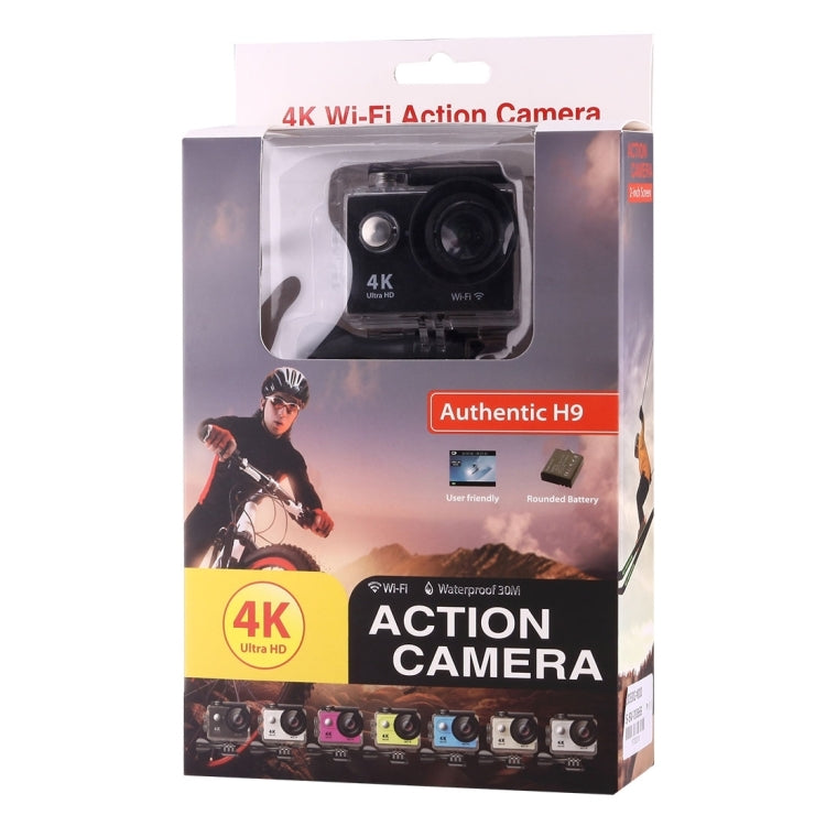 H9 4K Ultra HD1080P 12MP Ecrã LCD de 2 polegadas Câmara Desportiva WiFi, Lente Grande Angular de 170 Graus, Impermeável até 30m, H9 4K (Preto)