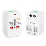 Adaptador de Viagem Universal Tudo em 1 (Fichas EU + AU + UK + US), Adaptador de Viagem