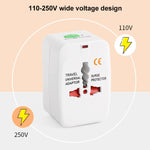Adaptador de Viagem Universal Tudo em 1 (Fichas EU + AU + UK + US), Adaptador de Viagem
