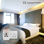 Adaptador de Viagem Universal Tudo em 1 (Fichas EU + AU + UK + US), Adaptador de Viagem