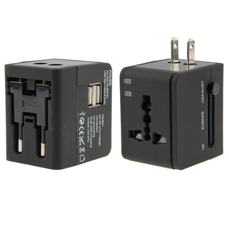 Adaptador Universal de Viagem Internacional 2.1A 2-USB EU / AU / UK / US Plug, 2.1A