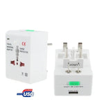 Adaptador Universal de Corrente AC para Viagem US / EU / AU / UK com Tomada USB para Carregador, Com Porta USB