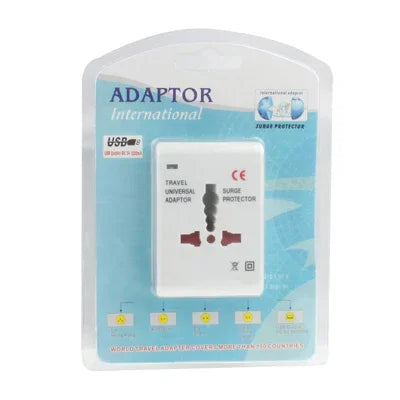 Adaptador Universal de Corrente AC para Viagem US / EU / AU / UK com Tomada USB para Carregador, Com Porta USB