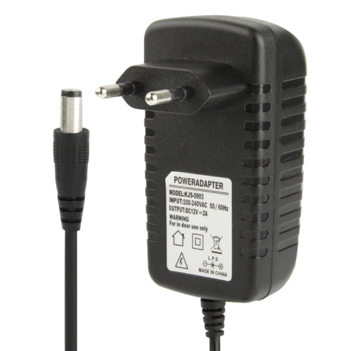 Adaptador de energia de alta qualidade AC 100-240V para DC 12V 2A, pontas: 5.5 x 2.1mm, comprimento do cabo: 1m, ficha EU DC 12V 2A, ficha US DC 12V 2A