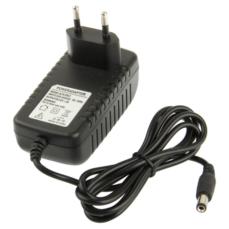 Adaptador de energia de alta qualidade AC 100-240V para DC 12V 2A, pontas: 5.5 x 2.1mm, comprimento do cabo: 1m, ficha EU DC 12V 2A, ficha US DC 12V 2A
