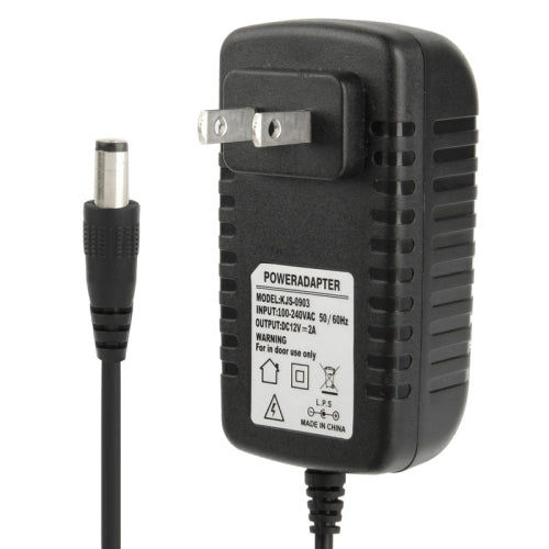 Adaptador de energia de alta qualidade AC 100-240V para DC 12V 2A, pontas: 5.5 x 2.1mm, comprimento do cabo: 1m, ficha EU DC 12V 2A, ficha US DC 12V 2A