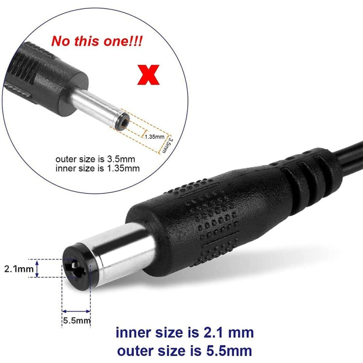 Adaptador de ficha EU AC 100-240V para DC 6V 2A, pontas: 5.5 x 2.1mm, comprimento do cabo: 1.1m, ficha EU DC 6V 2A