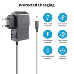 Adaptador de ficha EU AC 100-240V para DC 6V 2A, pontas: 5.5 x 2.1mm, comprimento do cabo: 1.1m, ficha EU DC 6V 2A