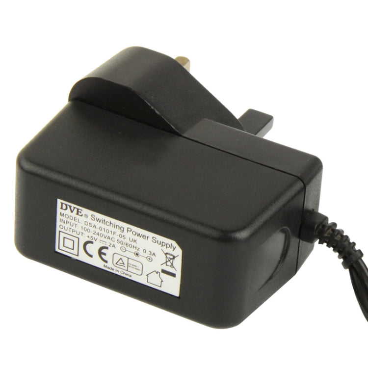 Adaptador de energia de alta qualidade ficha UK AC 100-240V para DC 5V 2A, pontas: 5.5 x 2.5mm, comprimento do cabo: 1.8m