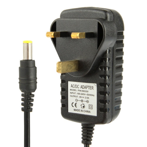 Adaptador de energia de alta qualidade ficha UK AC 100-240V para DC 9V 2A, pontas: 5.5 x 2.1mm, comprimento do cabo: 1m, ficha UK DC 9V 2A