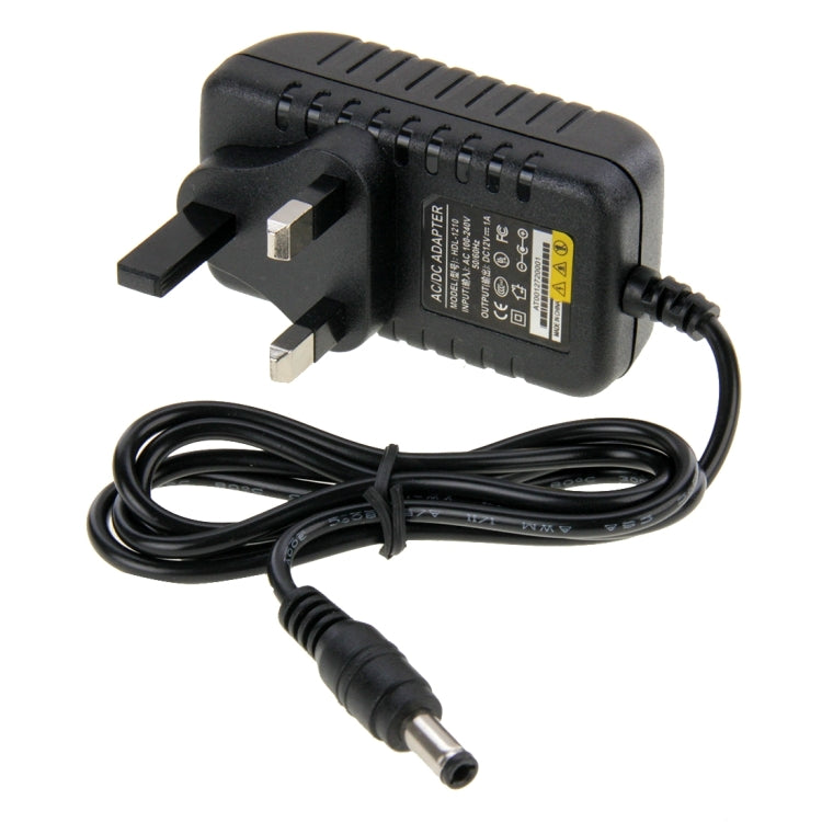 Adaptador de Energia com Ficha UK AC 100-240V para DC 12V 1A, Pontas: 5.5 x 2.1mm, Comprimento do Cabo: cerca de 90cm, DC 12V 1A, Ficha UK