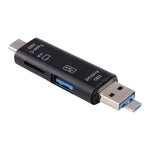 Adaptador Leitor de Cartões OTG 3 em 1 D-188 TF & USB para Micro USB & Tipo-C