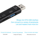Adaptador Leitor de Cartões OTG 3 em 1 D-188 TF & USB para Micro USB & Tipo-C