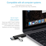 Adaptador Leitor de Cartões OTG 3 em 1 D-188 TF & USB para Micro USB & Tipo-C