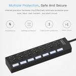 Hub USB 2.0 de 7 Portas Divisor USB de Alta Velocidade 480Mbps com Interruptor ON/OFF / 7 LEDs, 7 Portas (Branco), 7 Portas (Preto)