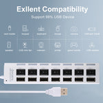 Hub USB 2.0 de 7 Portas Divisor USB de Alta Velocidade 480Mbps com Interruptor ON/OFF / 7 LEDs, 7 Portas (Branco), 7 Portas (Preto)