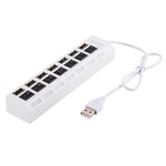 Hub USB 2.0 de 7 Portas Divisor USB de Alta Velocidade 480Mbps com Interruptor ON/OFF / 7 LEDs, 7 Portas (Branco), 7 Portas (Preto)