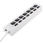 Hub USB 2.0 de 7 Portas Divisor USB de Alta Velocidade 480Mbps com Interruptor ON/OFF / 7 LEDs, 7 Portas (Branco), 7 Portas (Preto)