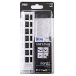 Hub USB 2.0 de 7 Portas Divisor USB de Alta Velocidade 480Mbps com Interruptor ON/OFF / 7 LEDs, 7 Portas (Branco), 7 Portas (Preto)