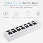 Hub USB 2.0 de 7 Portas Divisor USB de Alta Velocidade 480Mbps com Interruptor ON/OFF / 7 LEDs, 7 Portas (Branco), 7 Portas (Preto)