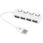 Hub USB 2.0 de 4 Portas com 4 Interruptores, 4 Portas com 4 Interruptores (Preto), 4 Portas com 4 Interruptores (Branco)