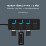 Hub USB 2.0 de 4 Portas com 4 Interruptores, 4 Portas com 4 Interruptores (Preto), 4 Portas com 4 Interruptores (Branco)