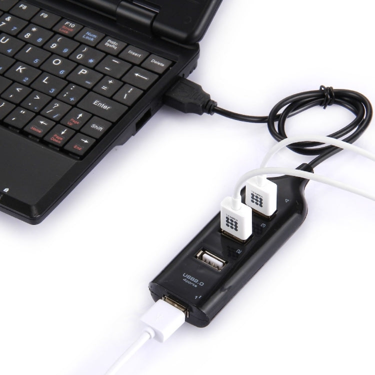 Hub USB 2.0 de 4 Portas, Comprimento do Cabo: 30cm, 4 Portas (Preto), 4 Portas (Branco)