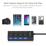 Hub USB 2.0 de 4 Portas Divisor USB de Alta Velocidade 480Mbps com Interruptor ON/OFF, 4 LEDs, 4 Portas com 4 LEDs (Preto)