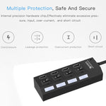Hub USB 2.0 de 4 Portas Divisor USB de Alta Velocidade 480Mbps com Interruptor ON/OFF, 4 LEDs, 4 Portas com 4 LEDs (Preto)