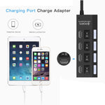 Hub USB 2.0 de 4 Portas Divisor USB de Alta Velocidade 480Mbps com Interruptor ON/OFF, 4 LEDs, 4 Portas com 4 LEDs (Preto)