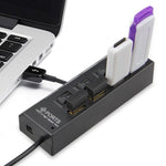 Hub USB 2.0 de 4 Portas Divisor USB de Alta Velocidade 480Mbps com Interruptor ON/OFF, 4 LEDs, 4 Portas com 4 LEDs (Preto)
