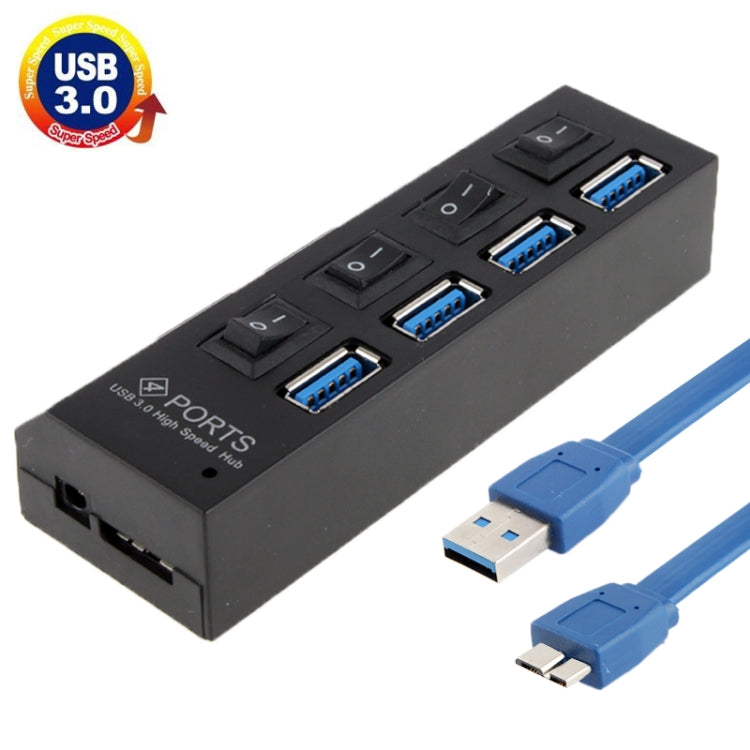 Hub USB 3.0 de 4 Portas, Super Velocidade 5Gbps, Plug and Play, Suporta 1TB, 4 Portas (Preto), 4 Portas (Branco)
