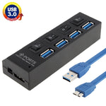 Hub USB 3.0 de 4 Portas, Super Velocidade 5Gbps, Plug and Play, Suporta 1TB, 4 Portas (Preto), 4 Portas (Branco)