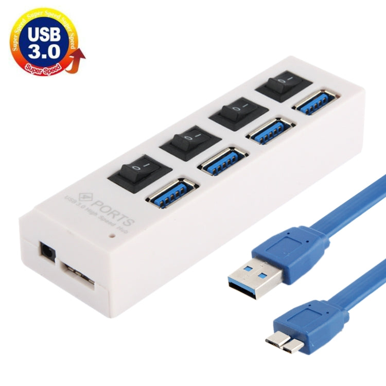 Hub USB 3.0 de 4 Portas, Super Velocidade 5Gbps, Plug and Play, Suporta 1TB, 4 Portas (Preto), 4 Portas (Branco)
