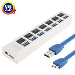 Hub USB 3.0 com 7 Portas, Super Velocidade 5Gbps, Plug and Play, Suporta 1TB, 7 Portas (Preto), 7 Portas (Branco)