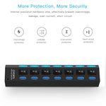 Hub USB 3.0 com 7 Portas, Super Velocidade 5Gbps, Plug and Play, Suporta 1TB, 7 Portas (Preto), 7 Portas (Branco)