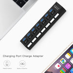 Hub USB 3.0 com 7 Portas, Super Velocidade 5Gbps, Plug and Play, Suporta 1TB, 7 Portas (Preto), 7 Portas (Branco)