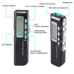 Gravador Digital de Voz de 4GB, Ditafone, Leitor MP3, Suporta Gravação Telefónica, Função VOX (Preto)