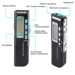 Gravador Digital de Voz de 8GB, Ditafone, Leitor MP3, Suporta Gravação Telefónica, Função VOX, Alimentação: 2 Pilhas AAA (Preto)