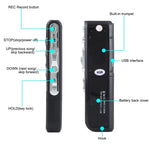 Gravador Digital de Voz de 8GB, Ditafone, Leitor MP3, Suporta Gravação Telefónica, Função VOX, Alimentação: 2 Pilhas AAA (Preto)
