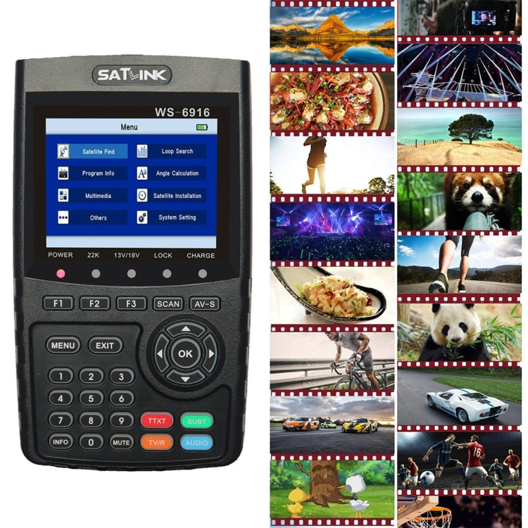 Medidor Digital de Sinal de Satélite SATLINK WS6916, Ecrã TFT LCD de 3,5 polegadas, Suporta DVB-S / S2, MPEG-2 / MPEG-4, WS6916