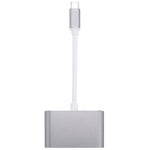 Adaptador divisor Hub 2 em 1 VGA e HDMI Fêmea para USB-C / Type-C Macho, VGA+HDMI