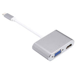 Adaptador divisor Hub 2 em 1 VGA e HDMI Fêmea para USB-C / Type-C Macho, VGA+HDMI