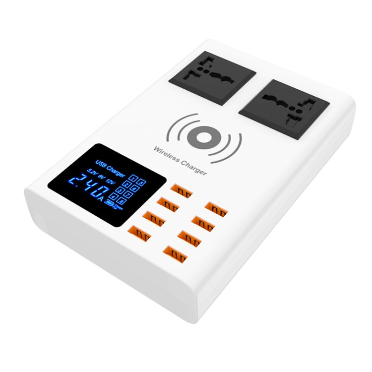 Carregador Sem Fios Inteligente YC-CDA10W 10W com Múltiplas Portas USB e Ecrã Digital, Ficha UK, SAS1048A, SAS1048B, SAS1048C
