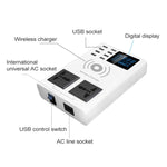 Carregador Sem Fios Inteligente YC-CDA10W 10W com Múltiplas Portas USB e Ecrã Digital, Ficha UK, SAS1048A, SAS1048B, SAS1048C