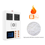 Carregador Sem Fios Inteligente YC-CDA10W 10W com Múltiplas Portas USB e Ecrã Digital, Ficha UK, SAS1048A, SAS1048B, SAS1048C