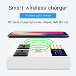 Carregador Sem Fios Inteligente YC-CDA10W 10W com Múltiplas Portas USB e Ecrã Digital, Ficha UK, SAS1048A, SAS1048B, SAS1048C